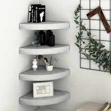 Wall Corner Shelf Set of 4 Concrete Grey Honeycomb MDF, Metal