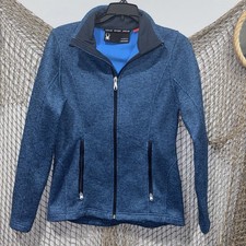 Spyder Women s Blue Heather Full Zip Sweater Fleece Jacket Zip Pockets Small