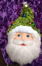 katherine's Collection Christmas Santa 🎅 With Tree Hat Wall Mask Hanging 26"...