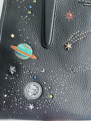 RARE Coach NASA Crosby Satchel F2811 Black Leather Space Planet
