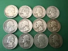 Lot of 12 90% Silver Washington Quarters P D S Ranging 1940 to 1943 Circulated