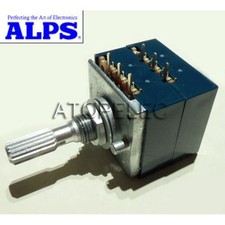 Japan ALPS RK27 LOG Stereo Dual Unit Knurled Shaft Volume Potentiometer