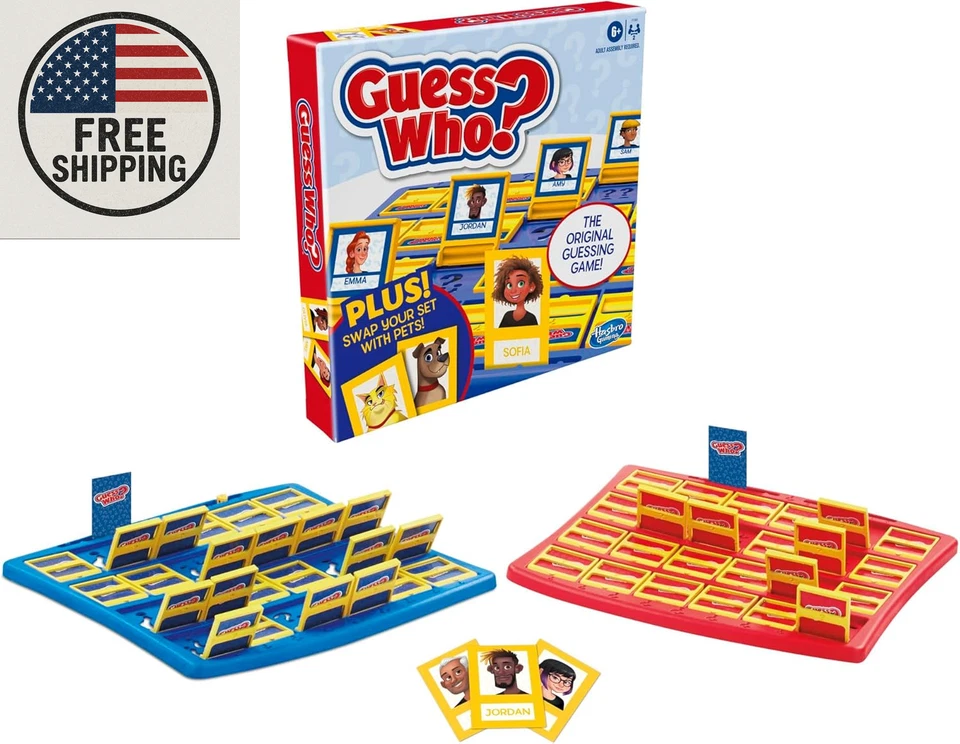Hasbro Gaming ¿Adivina quién? Juego de mesa, con cartas de personas y mascotas, el Gu original Foto 3 de 4