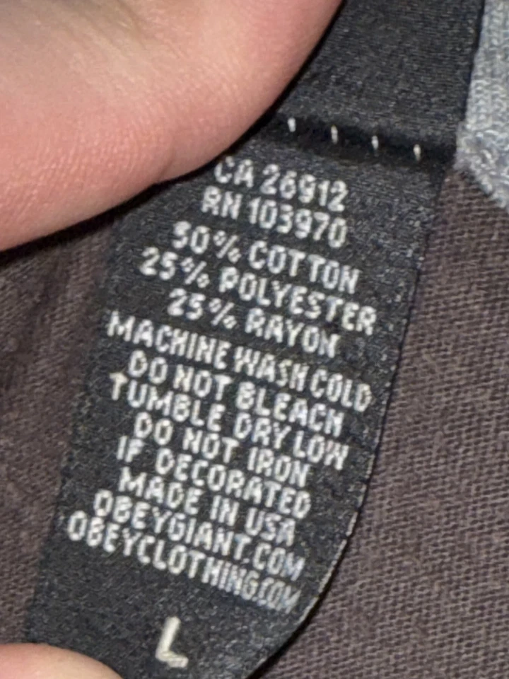 Vintage OBEY Made In USA Shirt Gray Large Single Stitch Skate Streetwear VTG Y2K - Image 4 of 4