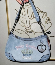 Juicy Couture Royal Kingdom Shoulder Bag Purse - Dusty Blue - NWT