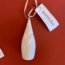 Seasonal Abode white porcelain 4" thin gnome Christmas ornament nwt new