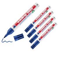 5 X Edding 3000 Permanentmarker Blau Permanent Marker Stift Wasserfest 1,5-3Mm