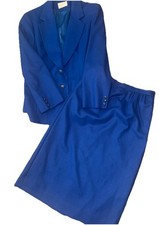 Vintage Pendleton Blue Skirt And Jacket Set 12 Virgin Wool USA