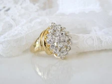 Ross Simons Sterling Silver 925 Vermeil CZ Cubic Zirconia Cocktail Ring 10