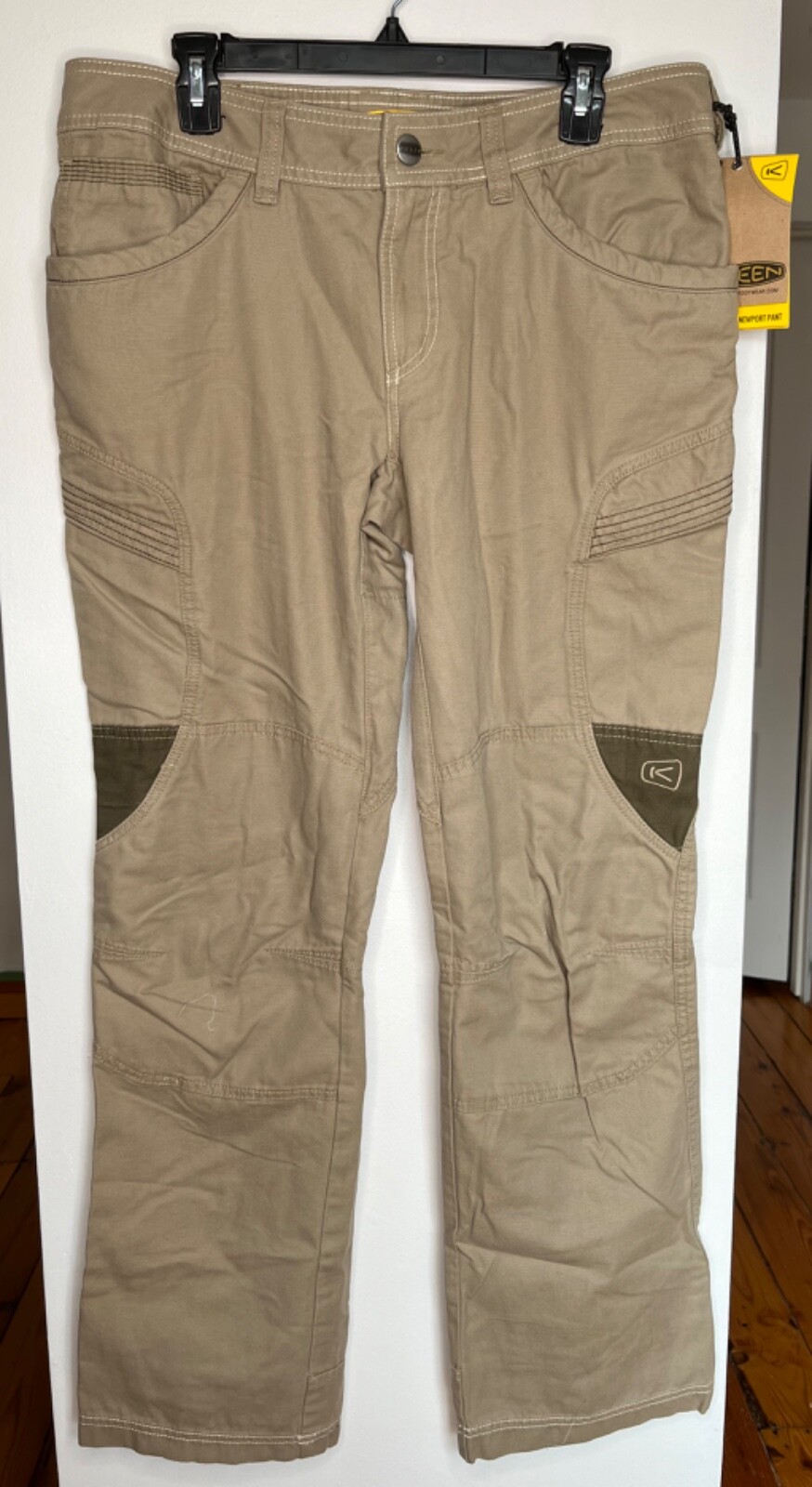 Pantaloni Newport da donna Keen taglia 12 R cachi 100% cotone NUOVI