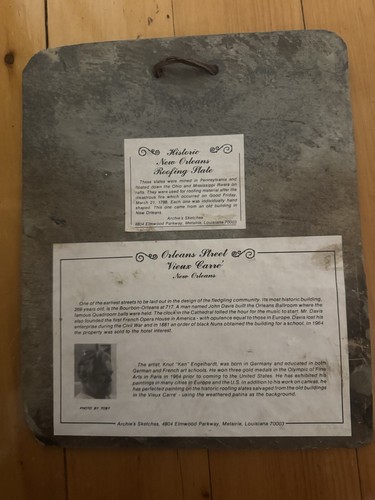 NEW ORLEANS ARTIST: Knut Engelhardt, Historical Art on Original Roofing Slate - Picture 10 of 10