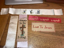 Lot 5 Vintage Ribbon and Stitched Bookmarks Religious Bible Jesus