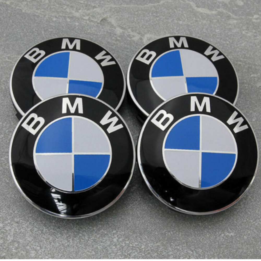 4 x BMW WHEEL CENTRE CAPS 68MM 10 PIN CLIP FITS 1,3,5,7 Series E90 E34 ...