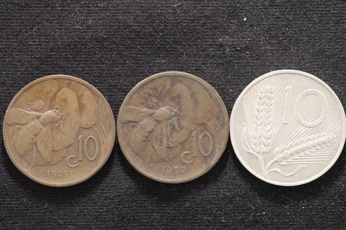 Lot of 3 coins from Italy: 1925-R, 1932-R, 1951-R 10 Centesimi (F406) - Picture 2 of 2