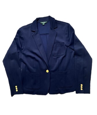 Lauren Ralph Lauren Women s Rugby StyleBlazer Jacket SZ L Navy Blue Gold Buttons