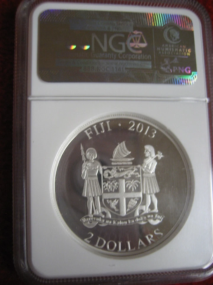 2013 Fiji Dogs & Cats Series Weimaraner NGC PR70  1oz Silver w/ Swarovski Coin - Image 3 of 4