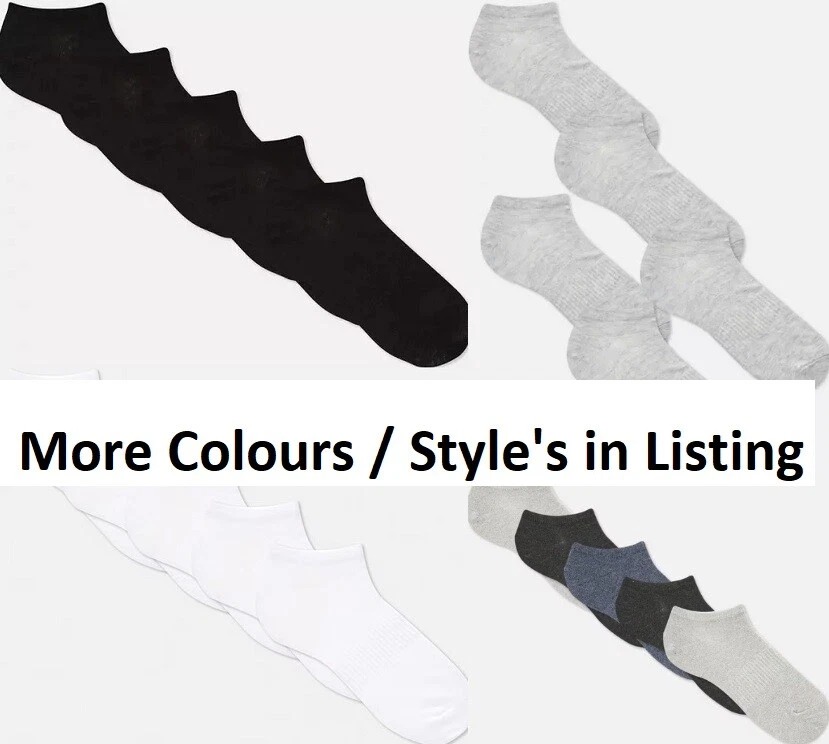 Paquete de 5 7 pares de calcetines de entrenamiento PRIMARK para hombre talla 9-12 43-46 gris blanco negro