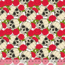 Skulls Roses - Home Decor Fabric Polyester 62" W Sold by the Yard