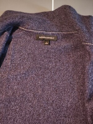 Banana Republic Jacket L Cotton Knit Full Zip Field Military Patch