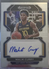 Malik Curry West Virginia Basketball Panini prizm Rookie autograph card Auto WVU. rookie card picture
