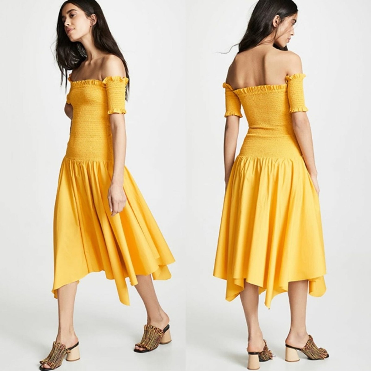 jacklyn off shoulder midi dress Black Halo Jacqueline Midi Dress in Black