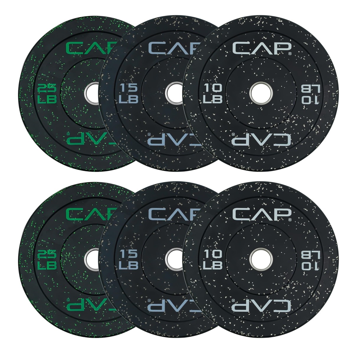 CAP Barbell Economy Speckled Olympic Bumper Plate Set with Color