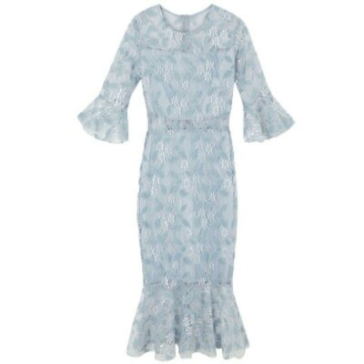 fishtail dress casual Wanderdoll Leah structured cami lace fishtail maxi dress in light blue