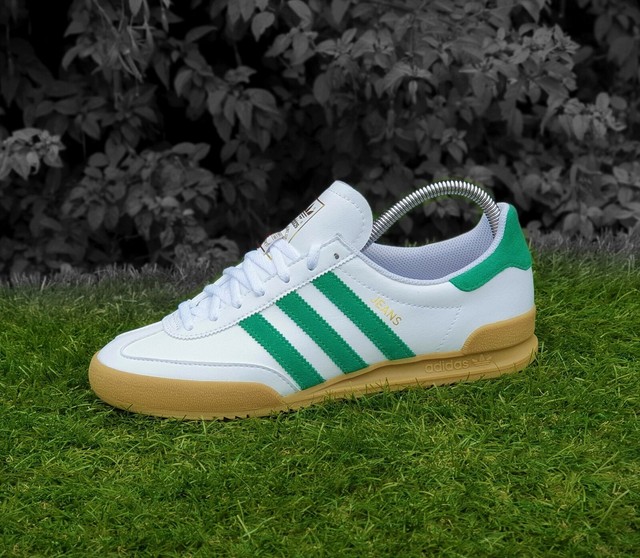 adidas white & green jeans trainers