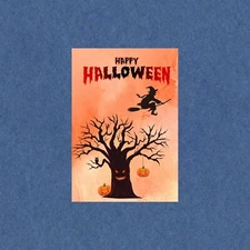 Very Cool Modern Postcard - Halloween Postcard, Witch Postcards, Retro Halloween