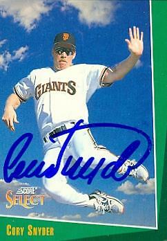 Cory Snyder autographed Baseball Card San Francisco Giants 1992 Score Select #71