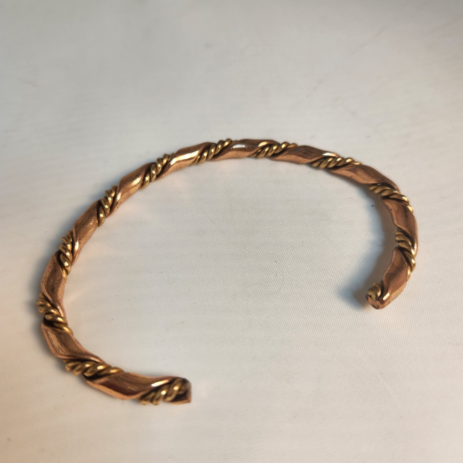Solid Copper Twisted Wire Cuff Bracelet Adjustabl… - image 2