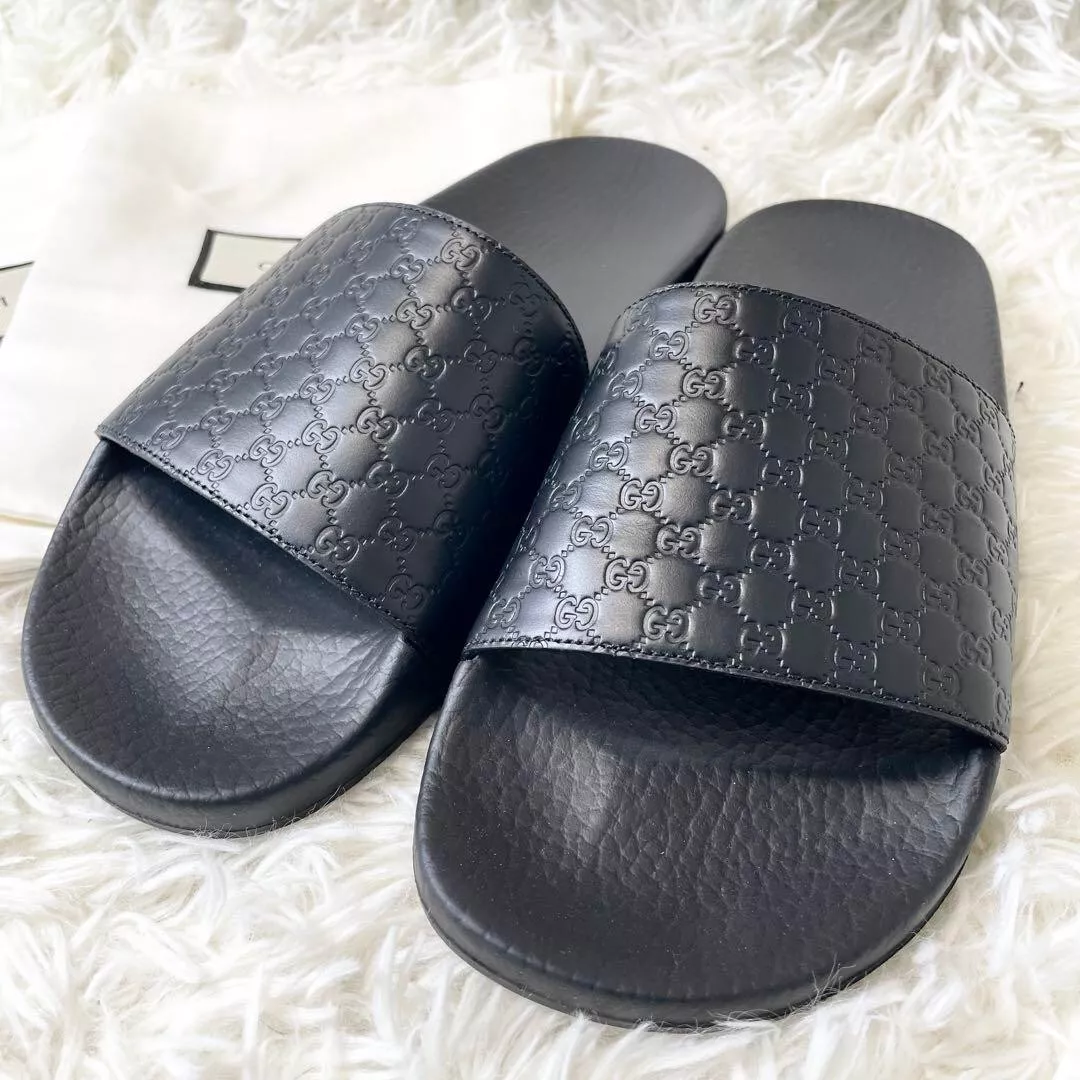 Sandales plates GUCCI cuir GG micro glissière mules escarpins chaussures femmes pointure EU 39