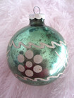 Vintage 3" MERCURY GLASS ROUND BALL Christmas ORNAMENT GREEN Mica Stencil Shiny — photo 5