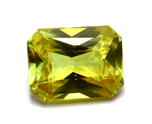 Piedra preciosa suelta CERTIFICADA 9,55 quilates zafiro natural impecable corte esmeralda amarilla - Imagen 3 de 5