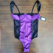 Fredericks of Hollywood Teddy Bodysuit Womens Small Purple Ilana Underwire Lace