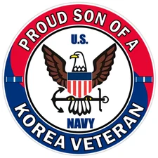 U.S. Navy Proud Son of a Korea Veteran Bumper Sticker Military Vinyl Decal 5"