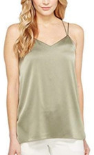 Halston Heritage L6042 Green Sleeveless Double Strap Satin Top Women's Size L