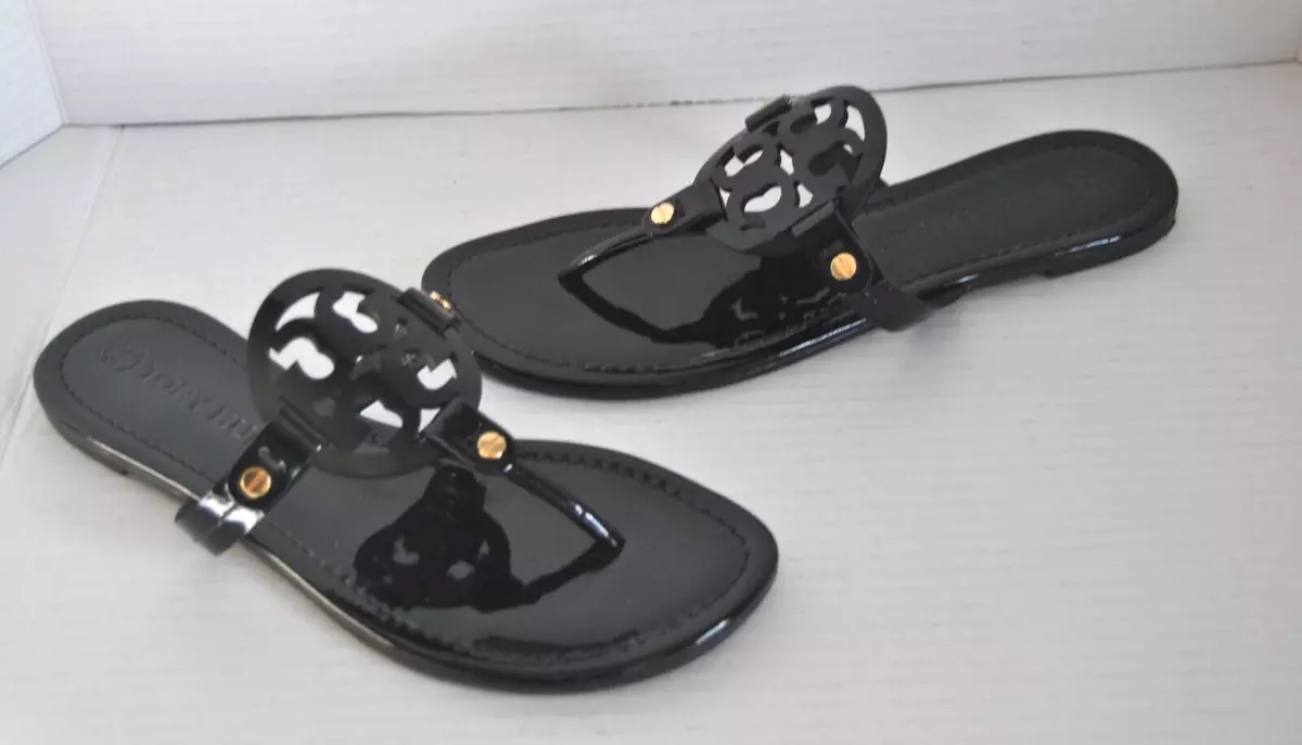 Tory burch black patent leather hotsell miller sandals