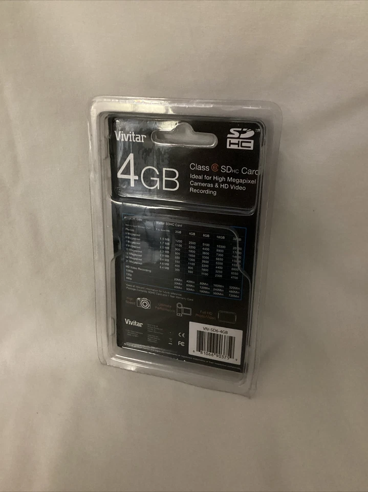 Vivitar SDHC 4 GB Memory Card Camera Camcorder SD Classic 6 VIV-SD6-4GB - SEALED - Image 2 of 3