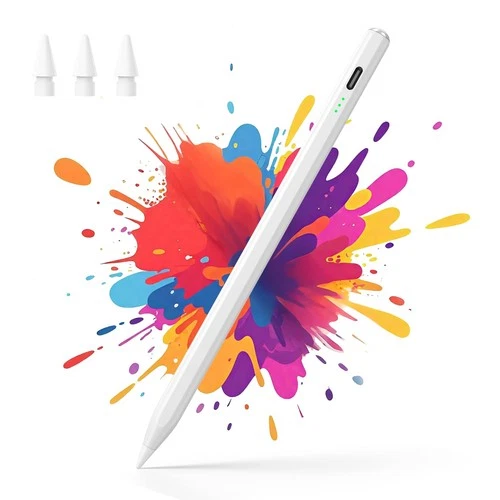 iPad Stylus Fast-Charge Palm Rejection Tilt Sensitive for iPad 2018–2025 – White