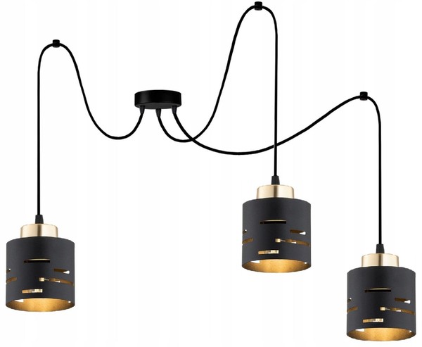 HäNgelampe Wohnzimmer Schwarz Gold XXL E27 160 Cm Spider Pendelleuchte Esszimmer-image