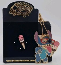 Disney Auctions LE 1000 STITCH ICE CREAM CONE lanyard pin set P.I.N.S. 2004