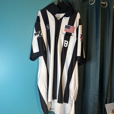 Smitty  Black &White Stripes  Referee Shirt Performance Mesh Made In The USA