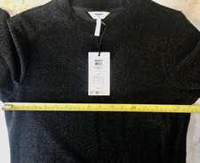 BNWT Shimmer  Party Dress by Object - Med Bust 34" Black/ Allover Silver Sparkle