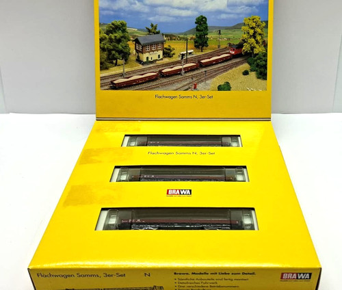 Brawa 1:160 N 1825 3-er Set Flachwagen Samms der DR  wie Neu in OVP | Zustand: Gebraucht