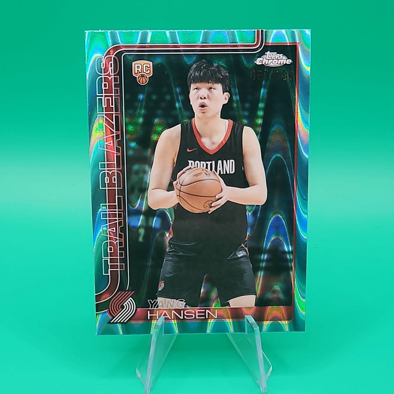 Yang Hansen Rookie RC SP 2025-26 Topps Chrome Basketball #266 Aqua RayWave /199