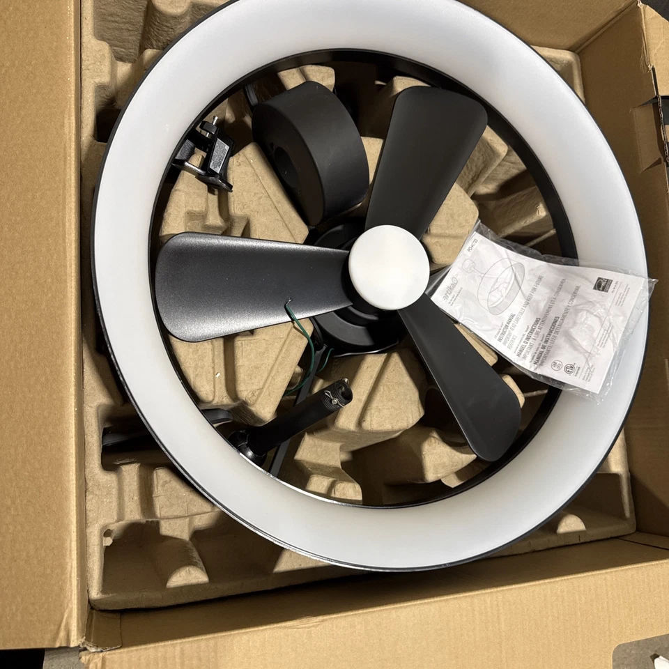 Artika Austin 23" LED Ceiling Fan Dimmable Matte Black Fandelier w/ Remote New - Image 2 of 2