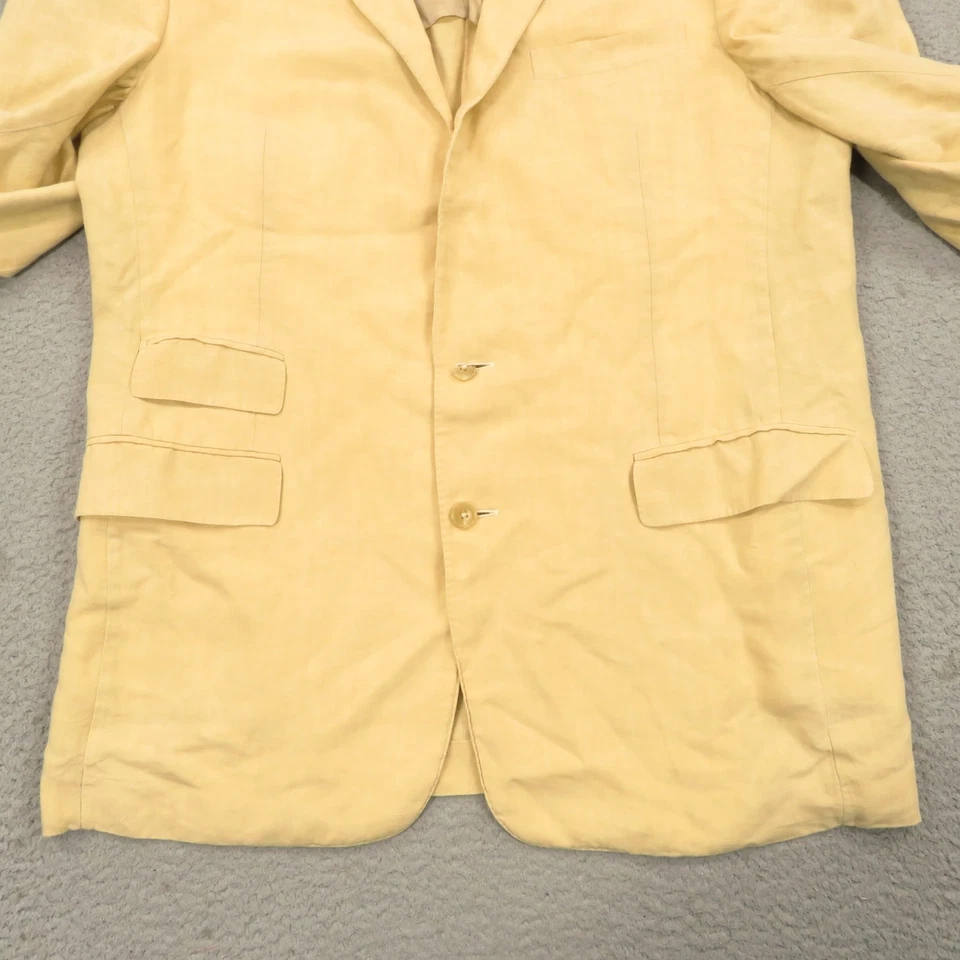 Ralph Lauren 紫色标签西装外套 44L 100% 亚麻米色夹克 意大利制造 奶油色 — 第 3/4 张图片