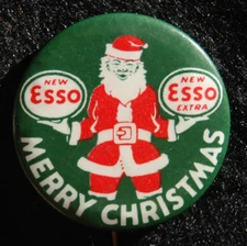 Vintage ESSO Petroleum Oil Gas SANTA CLAUS Christmas Celluloid Pinback Button