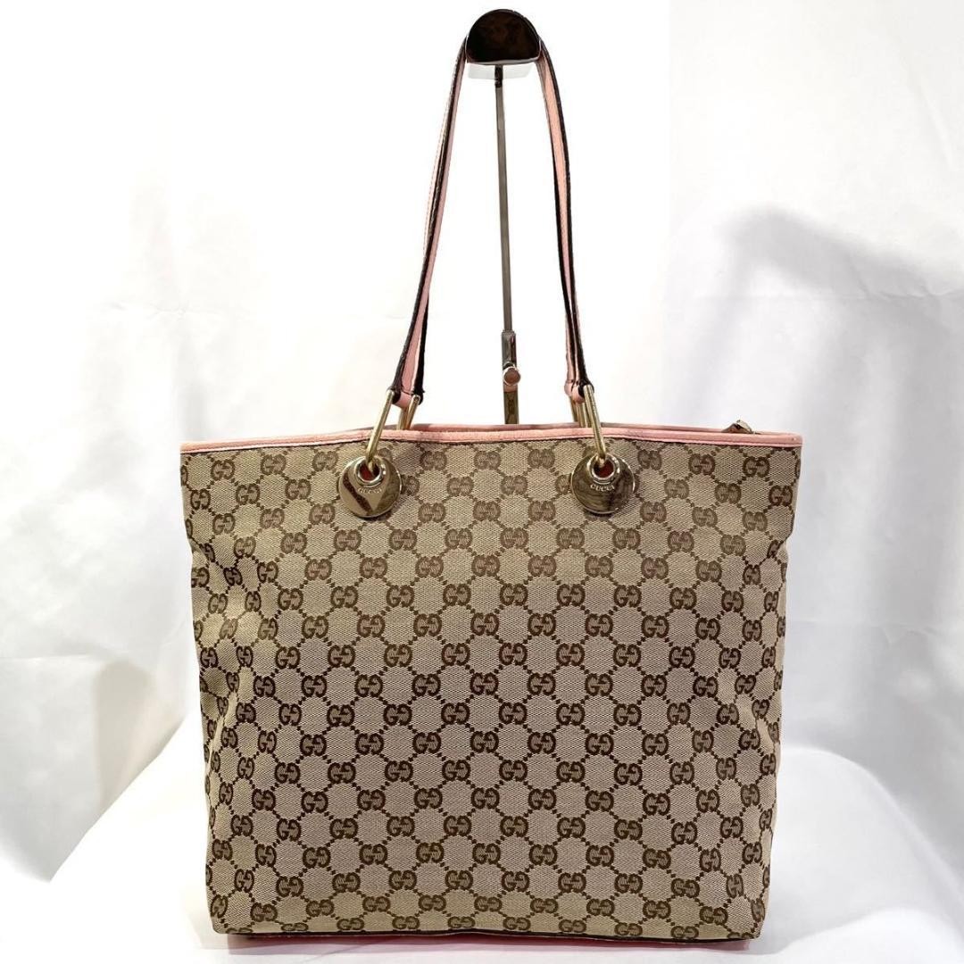GUCCI Tote Bag GG Canvas Beige Pink  DDU